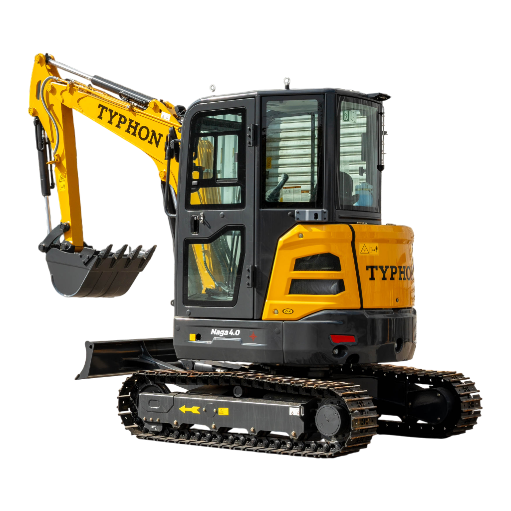 TYPHON NAGA 4.0 Mini Excavator 4-Ton Class with YANMAR 3TNV88F Engine, Zero Tail Swing, High Breakout Force, Advanced Hydraulics & Operator-Friendly Cabin