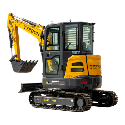 TYPHON NAGA 4.0 Mini Excavator 4-Ton Class with YANMAR 3TNV88F Engine, Zero Tail Swing, High Breakout Force, Advanced Hydraulics & Operator-Friendly Cabin