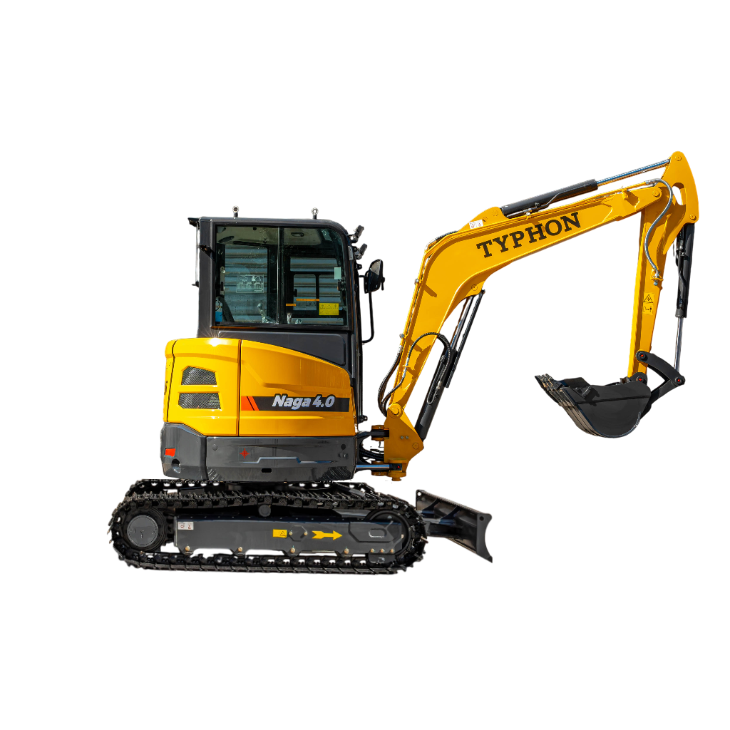 TYPHON NAGA 4.0 Mini Excavator 4-Ton Class with YANMAR 3TNV88F Engine, Zero Tail Swing, High Breakout Force, Advanced Hydraulics & Operator-Friendly Cabin