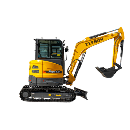 TYPHON NAGA 4.0 Mini Excavator 4-Ton Class with YANMAR 3TNV88F Engine, Zero Tail Swing, High Breakout Force, Advanced Hydraulics & Operator-Friendly Cabin