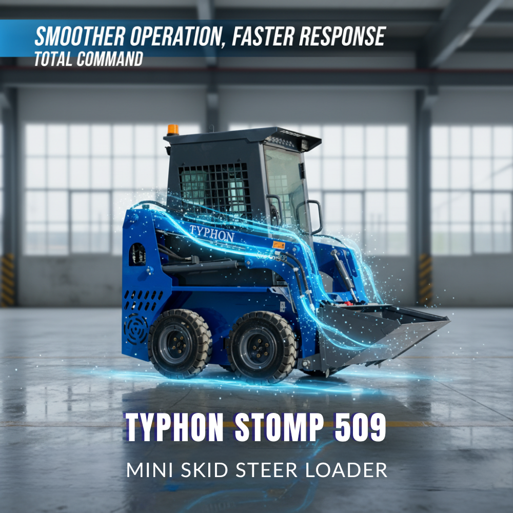 TYPHON STOMP 509 Mini Skid Steer 1.4ton with Kubota D1105  25hp  water cooled 4-Cycle Diesel engine