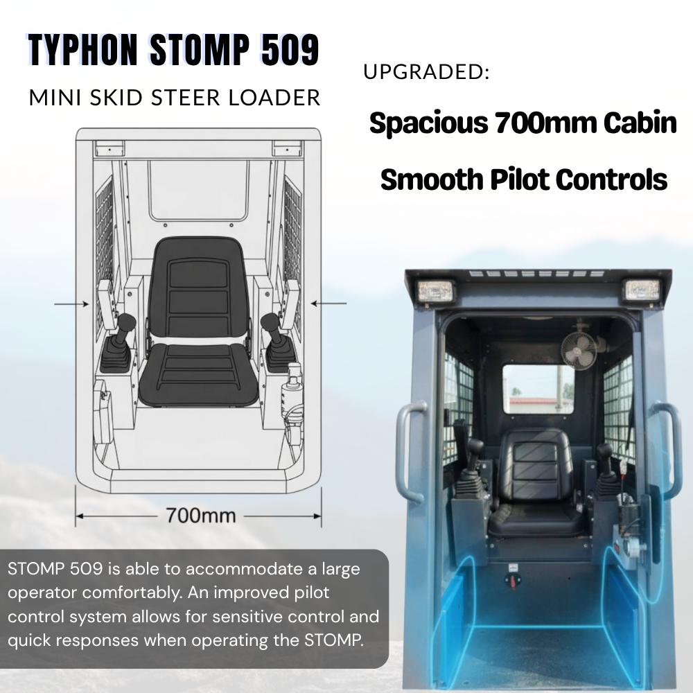 TYPHON STOMP 509 Mini Skid Steer 1.4ton with Kubota D1105  25hp  water cooled 4-Cycle Diesel engine