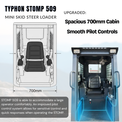 TYPHON STOMP 509 Mini Skid Steer 1.4ton with Kubota D1105  25hp  water cooled 4-Cycle Diesel engine