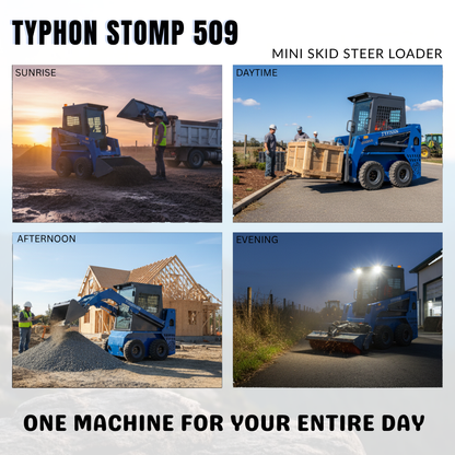 TYPHON STOMP 509 Mini Skid Steer 1.4ton with Kubota D1105  25hp  water cooled 4-Cycle Diesel engine