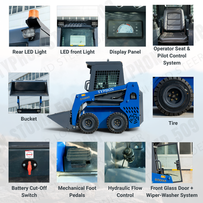TYPHON STOMP 509 Mini Skid Steer 1.4ton with Kubota D1105  25hp  water cooled 4-Cycle Diesel engine