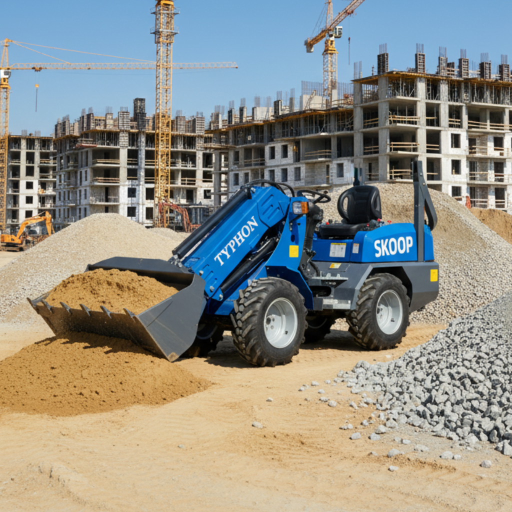 TYPHON SKOOP Wheel Loader with Kubota D1105 diesel engine 25 hp 1 ton Load USA