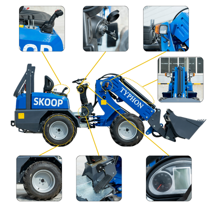 TYPHON SKOOP Wheel Loader with Kubota D1105 diesel engine 25 hp 1 ton Load USA