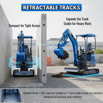 New TYPHON TERROR XIX STORM Mini Excavator 4000lbs 20.4hp Kubota D902 engine  Trench Digger with Boom Swing, Canopy, Retractable Tracks