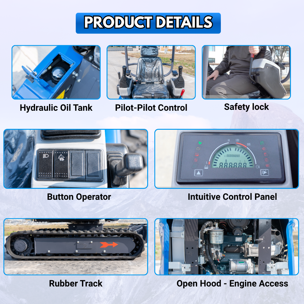 New TYPHON TERROR XIX STORM Mini Excavator 4000lbs 20.4hp Kubota D902 engine  Trench Digger with Boom Swing, Canopy, Retractable Tracks