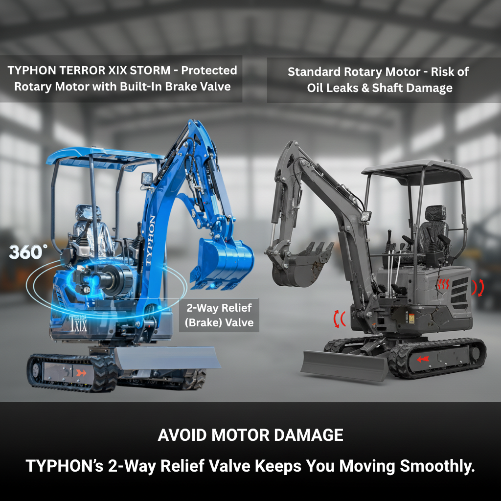New TYPHON TERROR XIX STORM Mini Excavator 4000lbs 20.4hp Kubota D902 engine  Trench Digger with Boom Swing, Canopy, Retractable Tracks