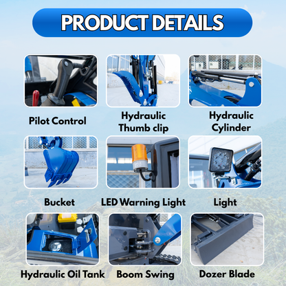 TYPHON TERROR XIX Prestige, 20.4 HP Kubota D902 4200lbs Mini Excavator with Boom Swing, Retractable Tracks, and Heater Cabin