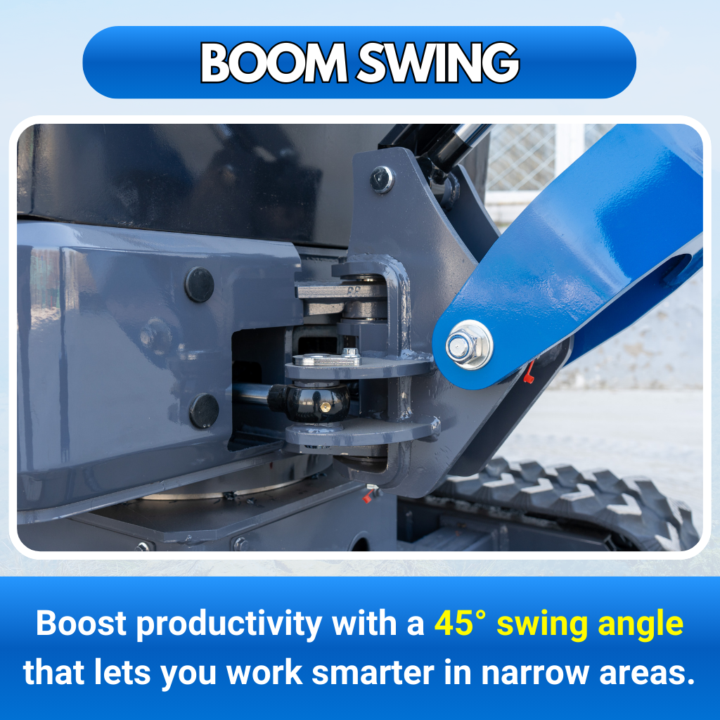 TYPHON TERROR XIX Prestige, 20.4 HP Kubota D902 4200lbs Mini Excavator with Boom Swing, Retractable Tracks, and Heater Cabin