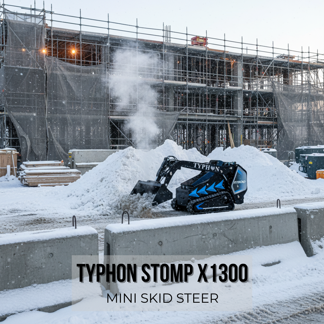 TYPHON STOMP X1300 Mini Skid Steer Loader with Kubota D1105 25hp Engine and Advance Hydraulic Systems