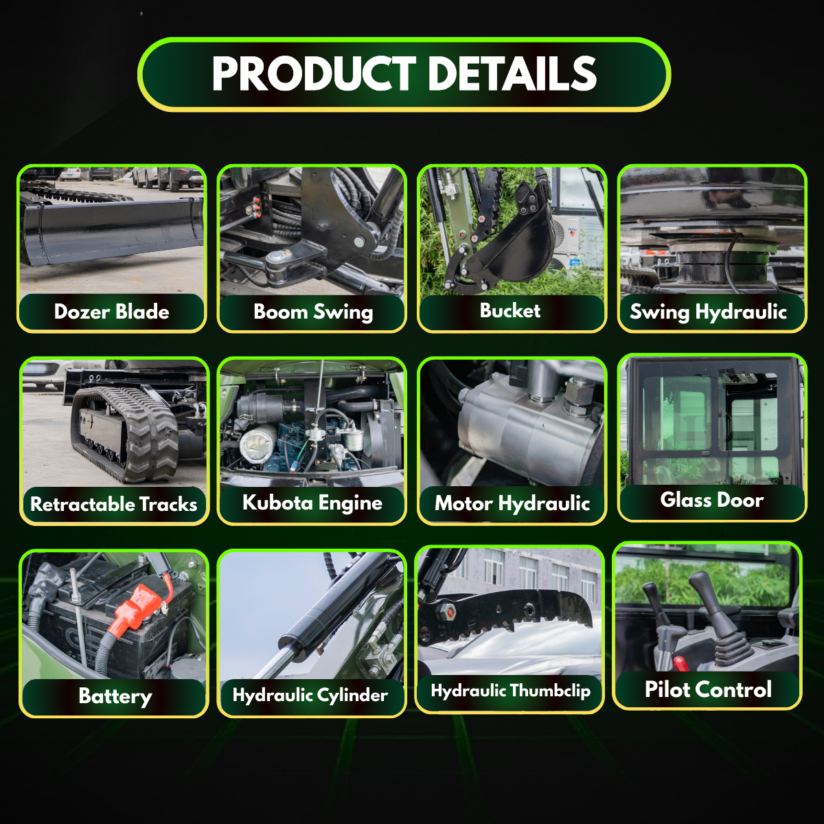 TYPHON TERROR XXV Prestige Mini Excavator 2.7Ton, Kubota D1105 25.1 HP, Comfortable Cabin with AC & Heater, Retractable Track, Boom Swing