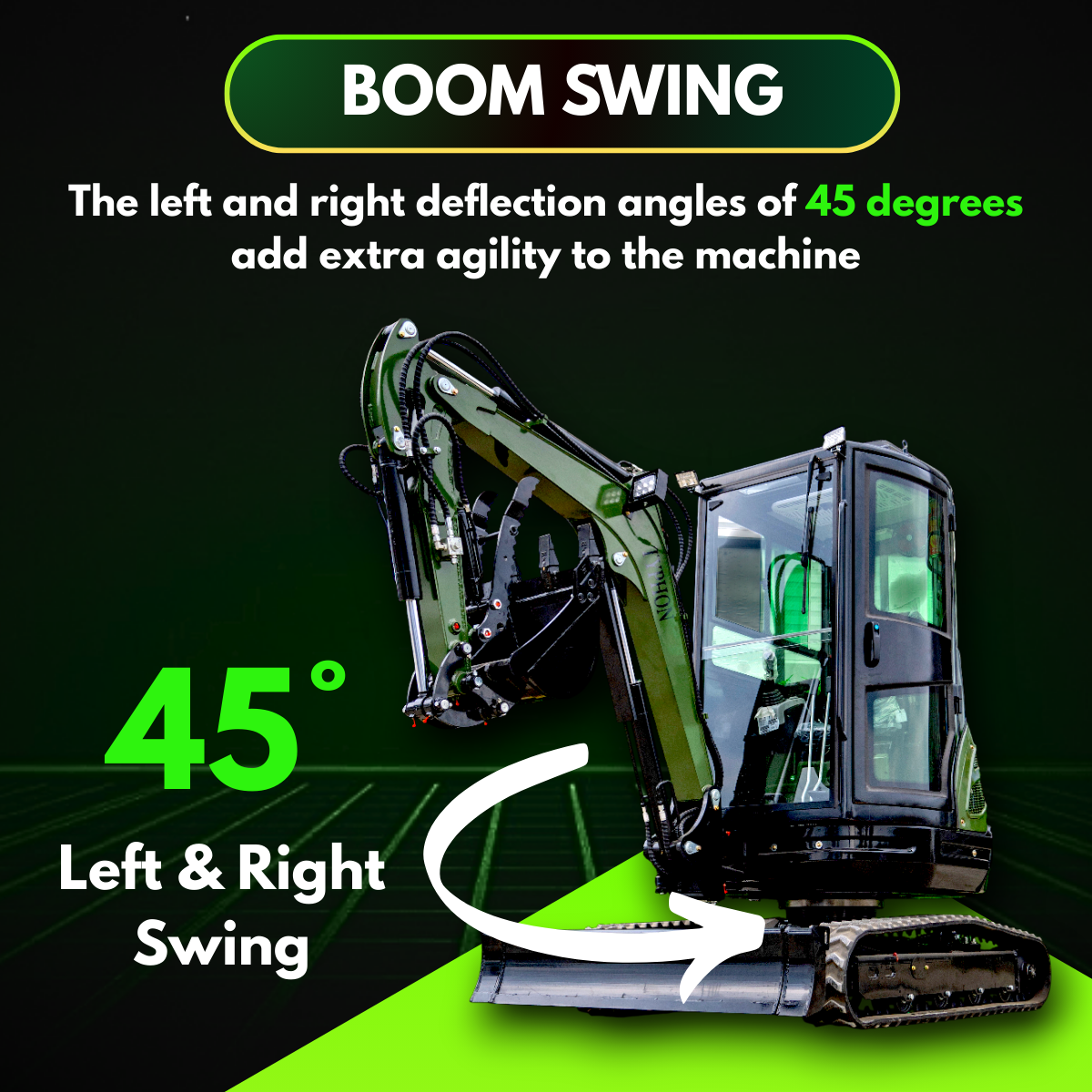 TYPHON TERROR XXV Prestige Mini Excavator 2.7Ton, Kubota D1105 25.1 HP, Comfortable Cabin with AC & Heater, Retractable Track, Boom Swing