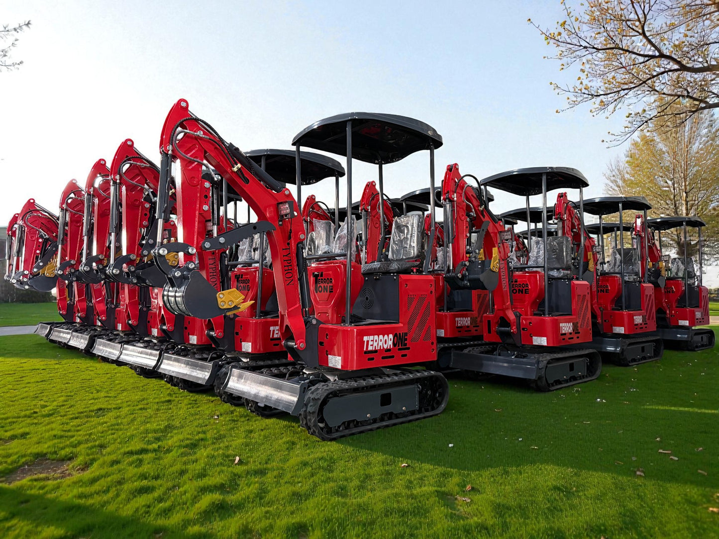 TYPHON TERROR ONE STORM Mini Excavator 1 Ton Trench Digger with Canopy, Hydraulic Oil Cooler, Hydraulic Thumb Clip, Bucket, 13.5hp B&S Gas Engine USA