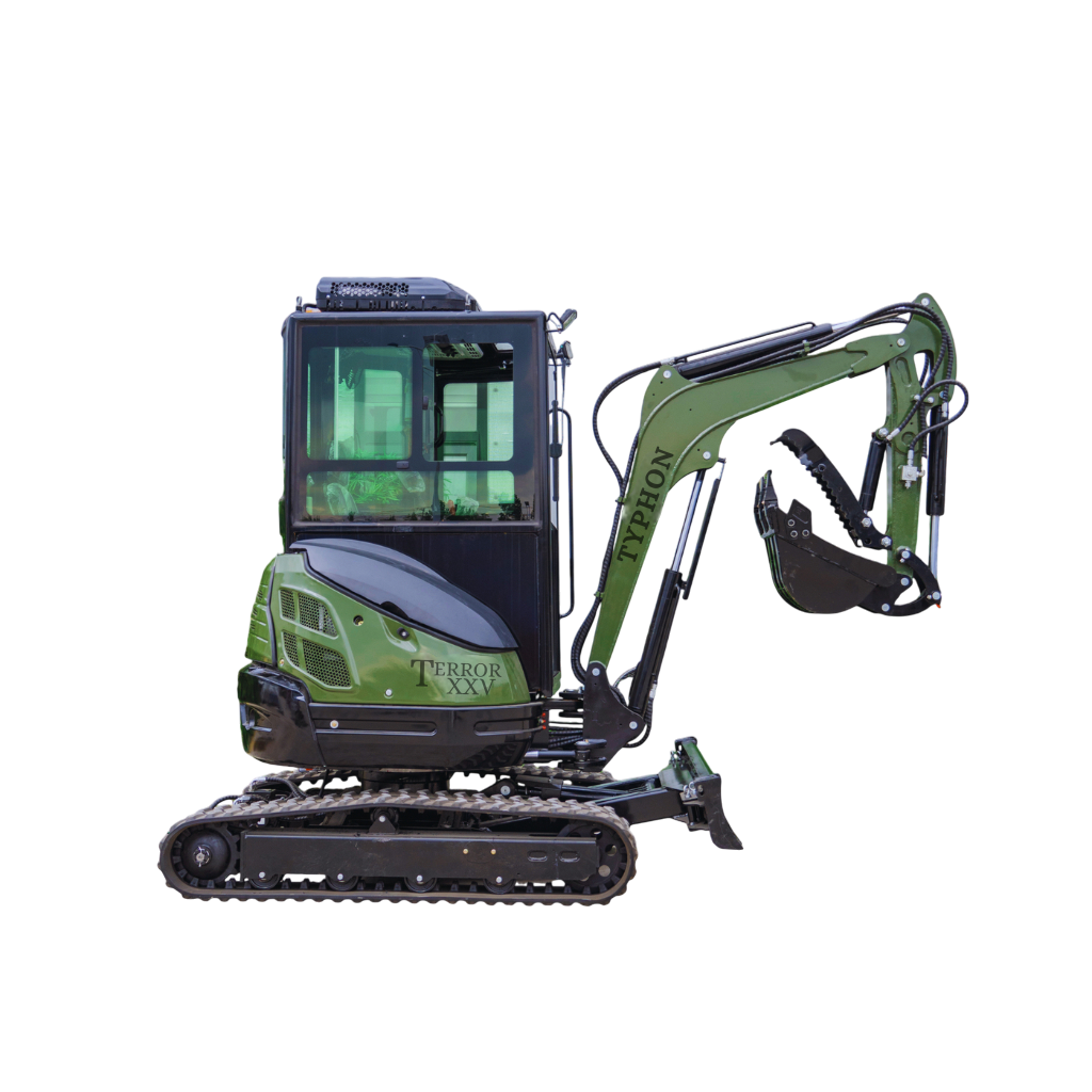 TYPHON TERROR XXV Prestige Mini Excavator 2.7Ton, Kubota D1105 25.1 HP, Comfortable Cabin with AC & Heater, Retractable Track, Boom Swing