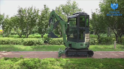 TYPHON KUVOU 2.7 - 5,300 lb Mini Excavator with Kubota D1105, Enclosed A/C & Heater Cab, Retractable Metal Tracks & Full Pilot Controls