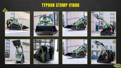 TYPHON Stomp V1000 Skid steer Loader24HP Kubota D1105 water-cooled Diesel Pilot control LED
